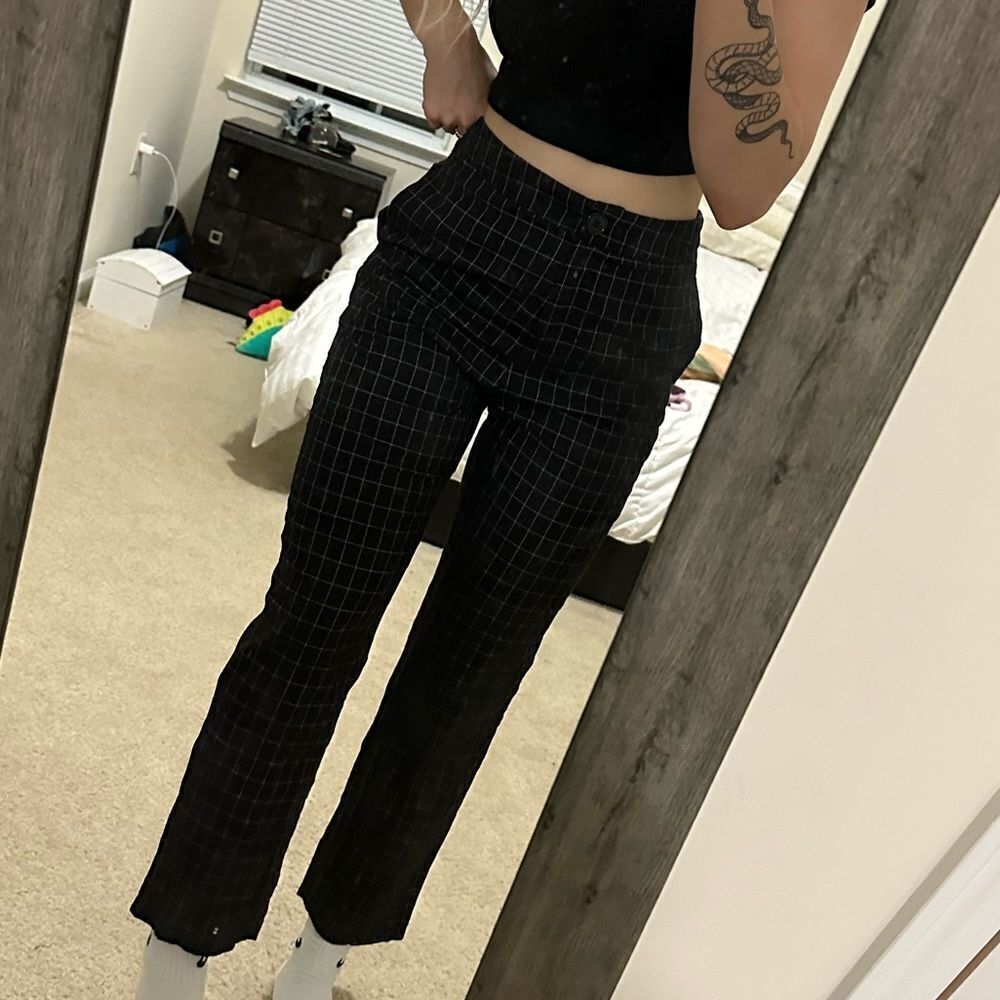 Princess Polly black trousers with white grid